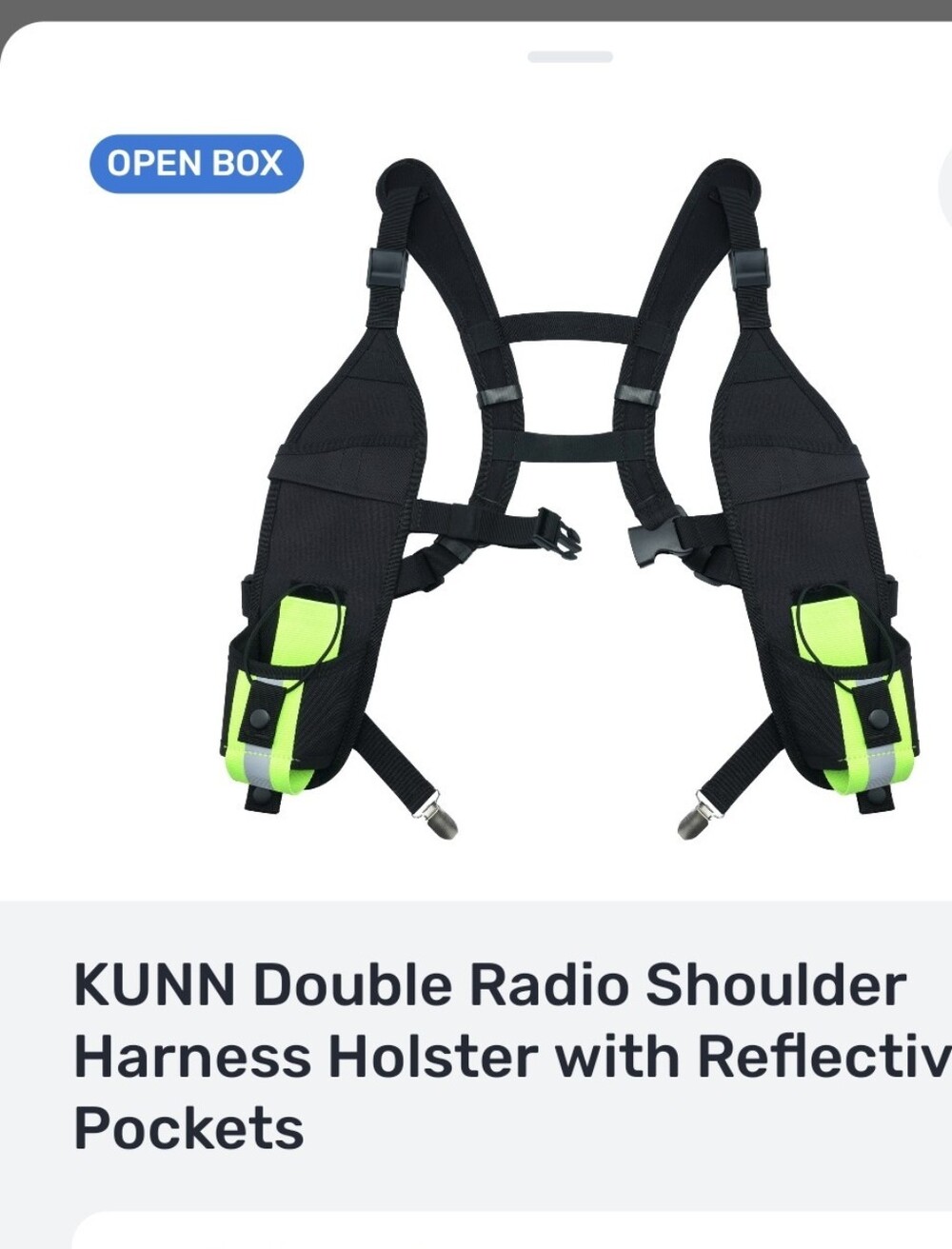 Double Radio Shoulder Harness Holster in Black & Neon Green